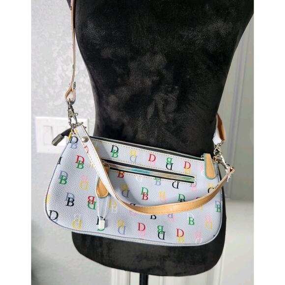 Dooney & Bourke Vintage Y2k Baby Blue Rainbow DB Monogram Small Crossbody Bag - Picture 2 of 12